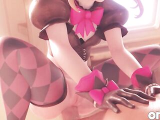 D.va Thighjob on Beach & Anal Cowgirl Creampie Pleased Ending (cg Overwatch Animation)