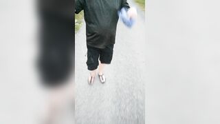 Out and about with nylon soles in Birkenstocks in the morning