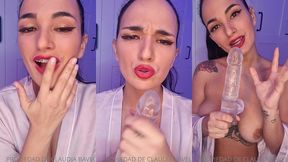 sucking and masturbate the dildo thinking is your cock -claudia bavel-