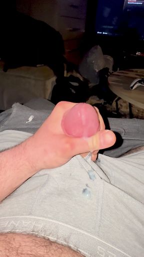 Beautiful cock twink jerking slowly to completion