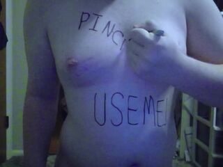 Trans Bitch writes all over her Body