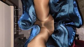 Looking up my blue satin formal skirt.