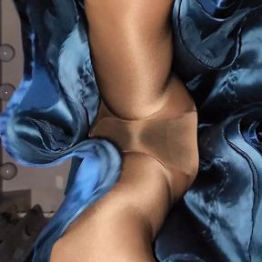 Looking up my blue satin formal skirt.