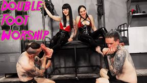 Double Foot Worship Toe Sucking Gagging Heel Licking with Alexxa Von Hell Mistress Patricia Maz Morbid Wilfried