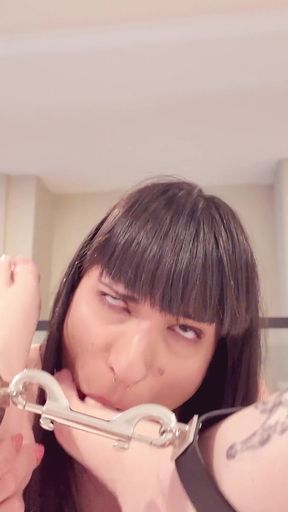 Tgirl Foot Goon Worships and Licks Wet Dripping Girl Feet