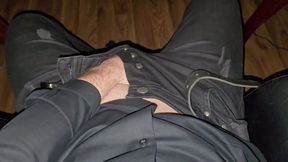 After Work Jerk off - Handsome Stud Unzips Thick Cock & Jerks Hard