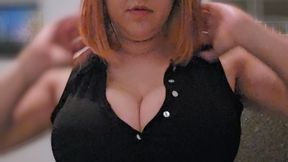 Clothed tits and thighs worship