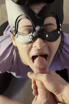 Hot Babysitter Gives Her Boyfriend a Sloppy Blowjob and Gets a Messy Facial!