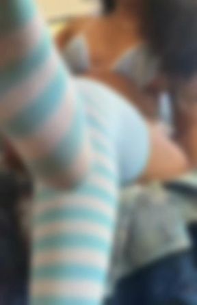 Blurred sock/bikini tease