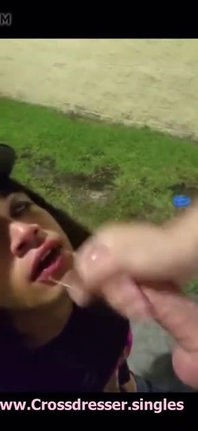 Part 3 Sissy trap crossdresser sucking deep in throat
