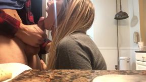 Step sister IN LAW TAKES HUGE CUMSHOT WHILE MAKING CHRISTMAS COOKIES