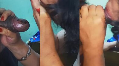 Bengaluru horny girl gives a blowjob to drink cum