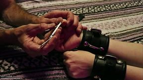 Thick Black Leather Cuff Bondage BDSM Fingernail Clipping