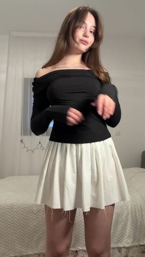 Female Model in Skirt and Blouse