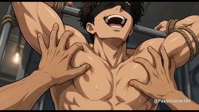 Blindfolded On The Bunk Frame - Bare Hands Everywhere He Cannot See (2D Anime)