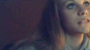 Gorgeous blonde babe talking on the phone and chatting with me