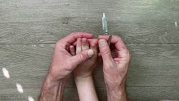 Older Hands Trim Natural Little Fingernails POV