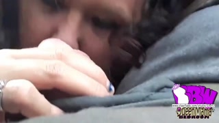 BBW Kelly Queen sucks cock in the car