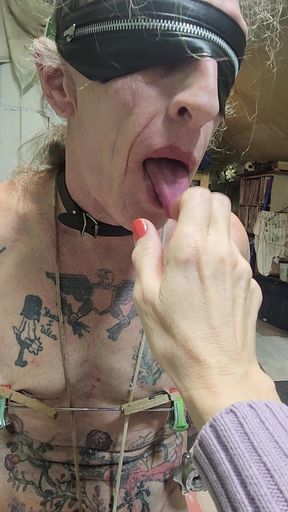 Goode Girl Ties Hubby's Balls and Cock and Has Foot Fun with Him