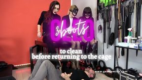 Cleo Domina - 3 boots to clean before returning to the cage