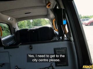 Fake Taxi - Sybil Shows off Her Short Denim Suit and Ideal Breasts