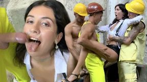 Sexy Realtor Hardcore Anal Threesome with Construction Workers