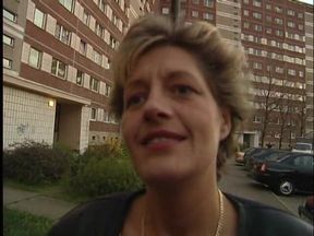 Outdoors interview with short hair mature
