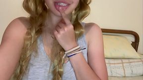 Video of a cute princess touching herself very deliciously in her father'_s cabin