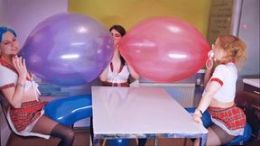Q907 Three girls btp two double valved balloons together - 480p