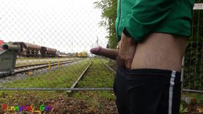 Jerking off at the train station is just really hot while the trains drive by.