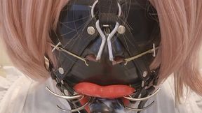 SISSY TRANS COCK SUCK TRAINING. CRUELLY MASKED AND GAGGED SO SHE CANT GET THE DICK IN HER MOUTH