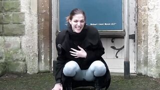 British women goes around town pee and flashing everybody