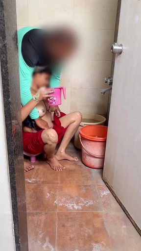 Komal Was Staking a Bath and Her Stepbrother in Law Was Quietly Watching Her From the Door