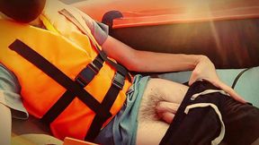 Memories of the Past Summer. Twink Jerks off Her Cock in the Middle of the River