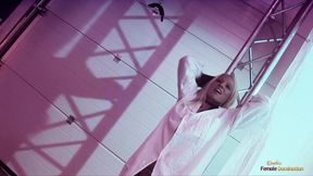 Tied up in a storage room and fucked by three women