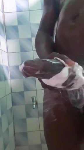 20y BBC Nasty Jerking off in His Shower Cleaning up His Cock