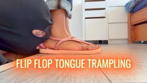 Flip flop tongue trampling - Ebony Foot Domination