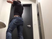 Male self piss and cum in a random restroom