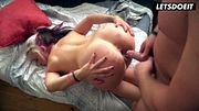 Tattooed Blonde in Rough Doggy... He Spreads Her Cheeks and Slides In Her Ass