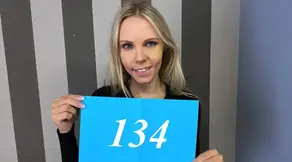 Blonde spreads after photo shoot