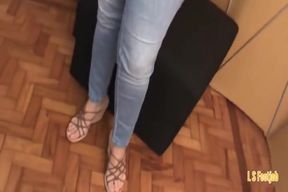 Hot Wife in Jeans Footjob POV