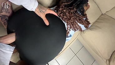Ebony Secretary Wants a Promotion so Her Boss Fucked Her Through a Tiny Hole in Her Skirt