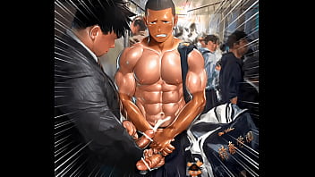 Animated Bara jerk &amp_ cum on the train
