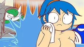 Big-Titted Cartoon Cutie Surprises With Sauna Sex & Poolside Fun