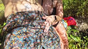 Smoking and squirting are my favorite things to do outside - MILF sucking and squirting outdoors