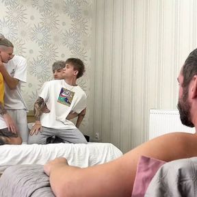 Daddy and Student with a Big Cock Fucked Sweet Twinks and Cumshot