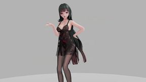 honkai impact raiden mei strip dance show hentai r18 mmd 3d soft dark green hair