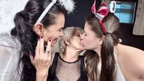 Grandma's fetish in her triple kiss in the nymphs' paradise By Dorinha, Isabelita and Marcia Cam Babi part 2