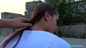 Public Agent Tight pussy fucked for cash outside