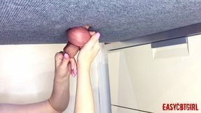 Mistress shaves slave&rsquo;s balls on milking board